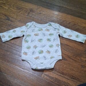 Baby Yoda Gray Baby One-Piece Bodysuit with Green and Brown Character Print